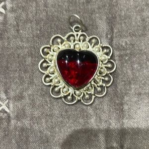 Silver color hand craft heart pendant